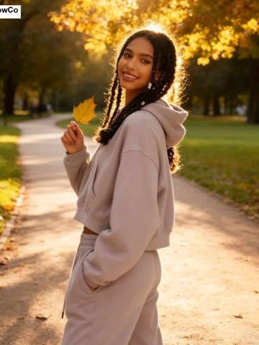 Women's Fleece Cropped Hoodie & Jogger Tracksuit Set